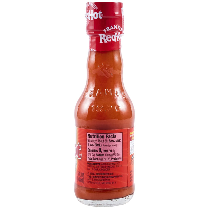 A bottle of Frank's RedHot sauce.