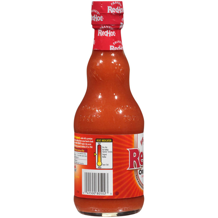 A bottle of Franks RedHot Original Buffalo Wing Sauce.