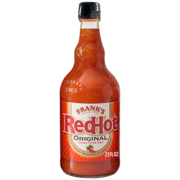 A bottle of Frank's RedHot Original hot sauce.
