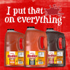 ["Three bottles of Frank's RedHot Wings sauce in Buffalo, Xtra Hot Buffalo, and Stingin' Honey Garlic flavors."]
