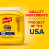A bottle of Frenchs Classic Yellow Mustard with the words Quality Ingredients, Product of the USA on a yellow background.