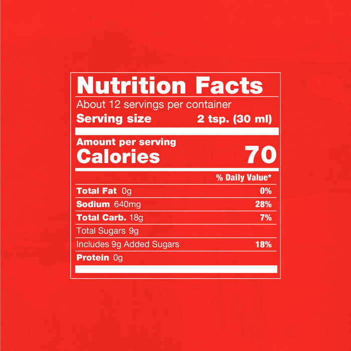 This image shows a nutrition facts label with 70 calories per serving and 640mg of sodium.