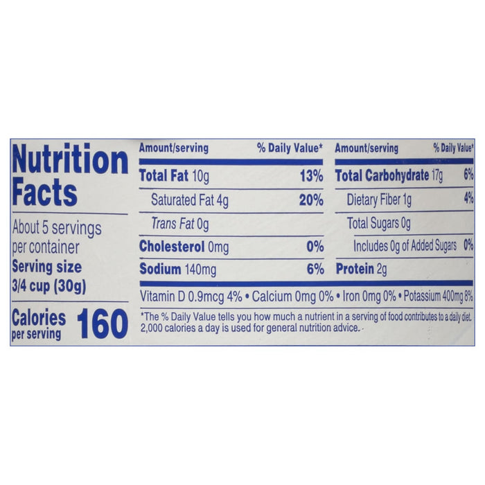 ['Nutrition facts label for a product with 160 calories per serving.']