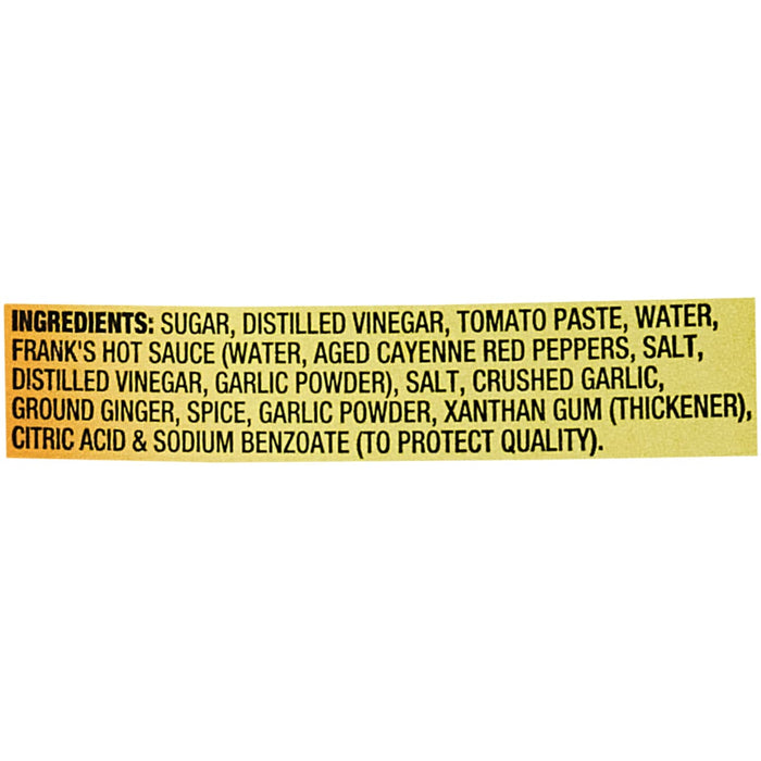 ["A list of ingredients for Frank's RedHot Buffalo Wing Sauce."]