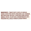 Ingredients for a barbecue sauce, including tomato paste, distilled vinegar, sugar, corn syrup, water, molasses, salt, bourbon, mustard bran, natural flavor, spices, celery seed, sodium benzoate, garlic powder and onion powder.