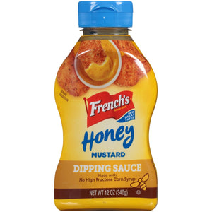 A bottle of French's Honey Mustard dipping sauce.