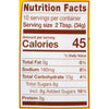 Nutrition facts label for a product with 45 calories per serving.