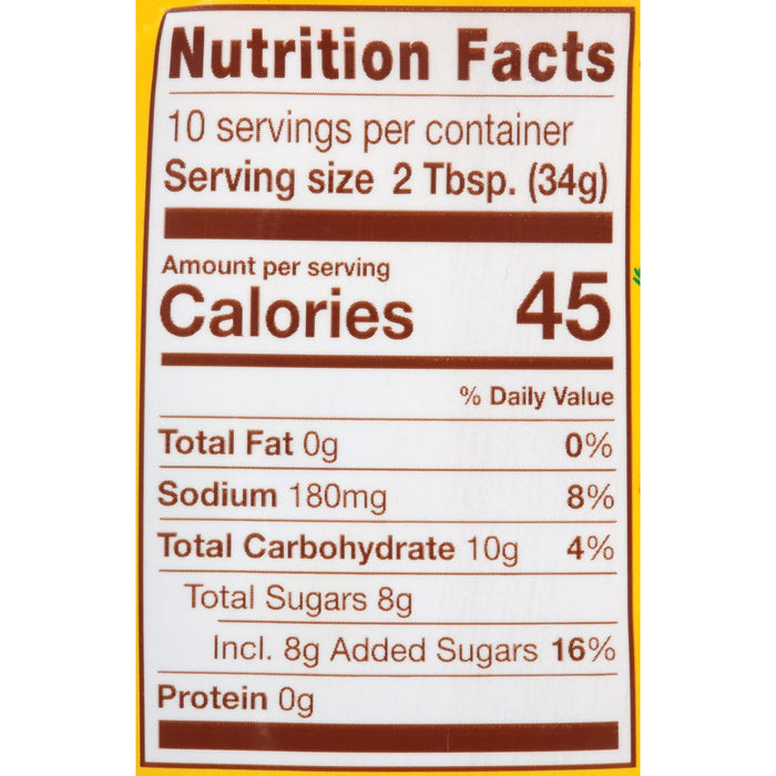 Nutrition facts label for a product with 45 calories per serving.
