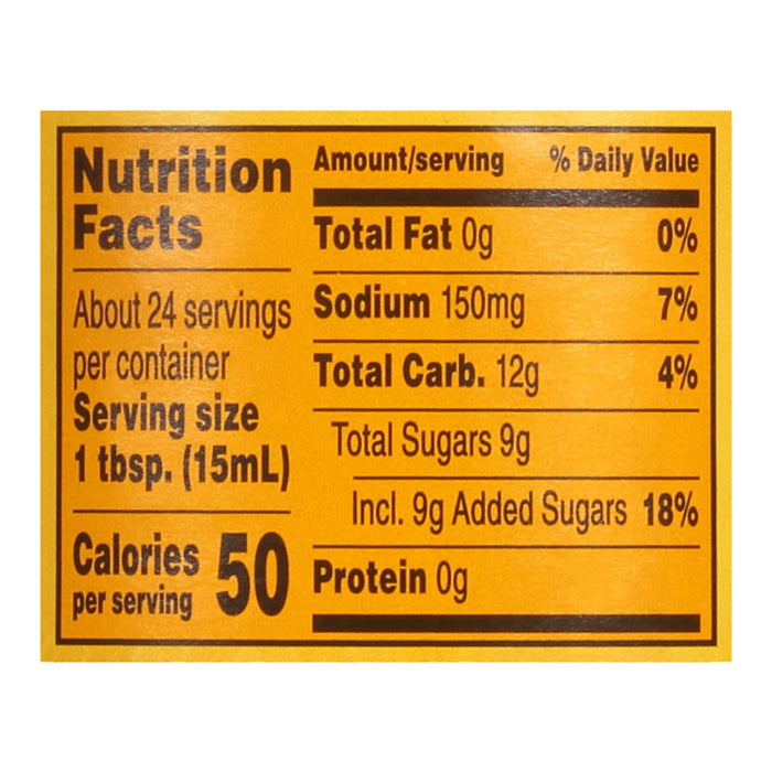 Nutrition facts label for a product with 50 calories per serving.