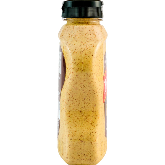 A bottle of French's Stone Ground Dijon Mustard is shown.