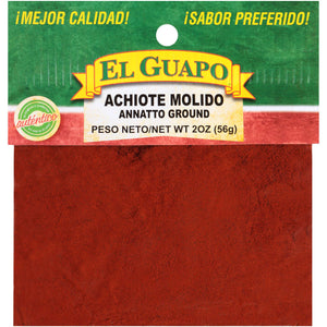 A package of El Guapo Achiote Molido Annatto Ground.