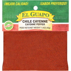 A bag of El Guapo Chile Cayenne Cayenne Pepper.