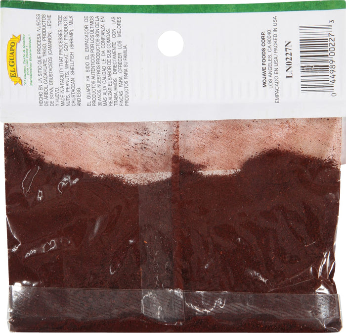 A bag of El Guapo brand chili powder.