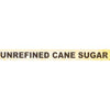 A yellow label with the words UNREFINED CANE SUGAR in black.