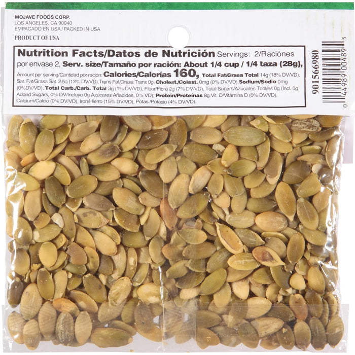 A bag of Mojave Foods Corp. pumpkin seeds.