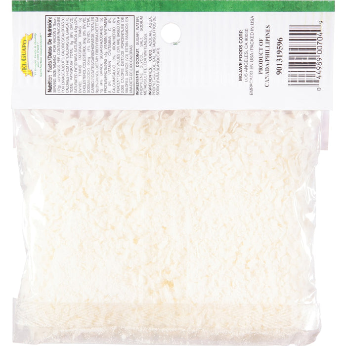 A bag of El Guapo Coconut Flakes.
