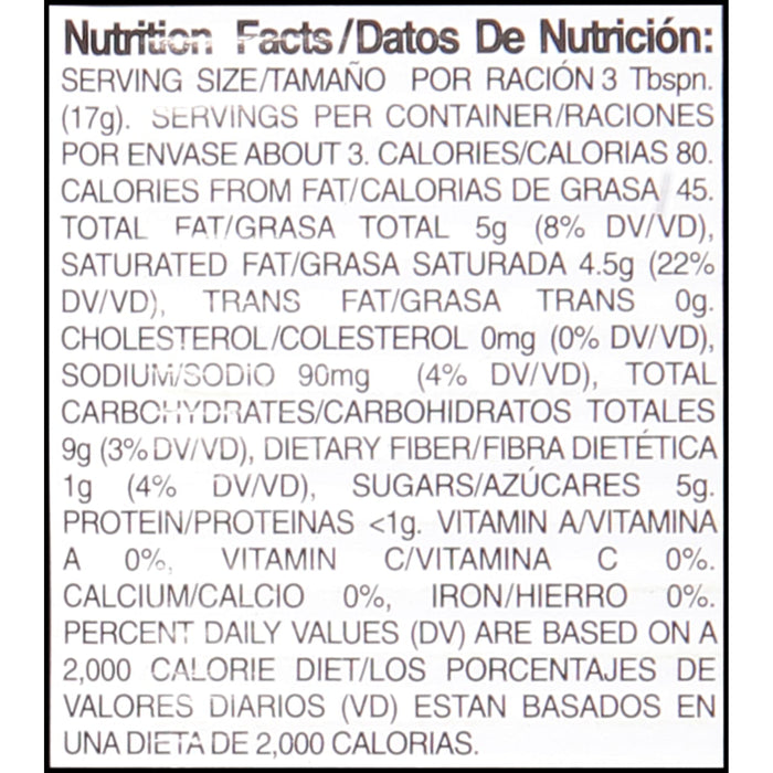 Nutrition facts label for a product with 80 calories per serving.