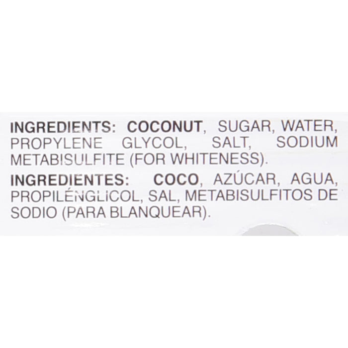 Ingredients for Coco Lopez Coconut Cream are listed in English and Spanish.