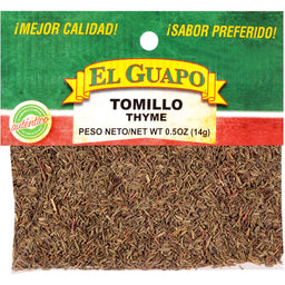 A bag of El Guapo brand Thyme.