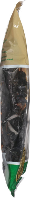 A bag of black olives from the brand Mani.