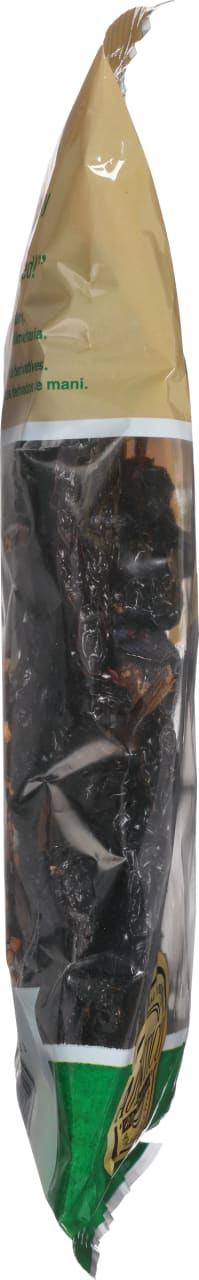A bag of black olives from the brand Mani.