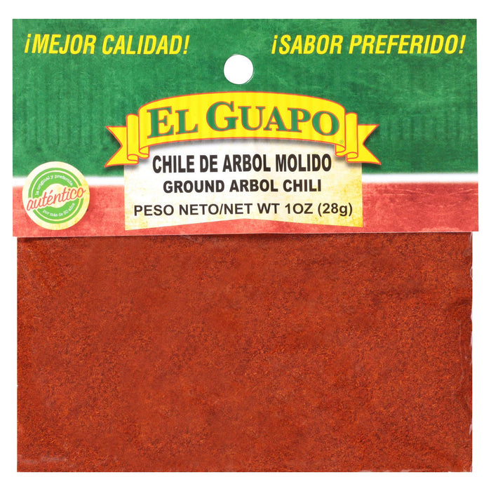 A bag of El Guapo ground arbol chili.