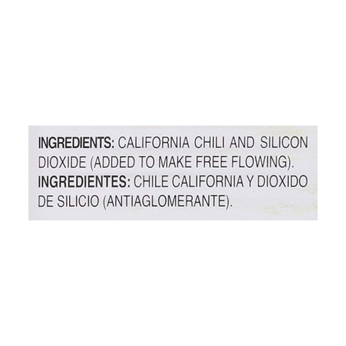 Ingredients for California Chili are listed in English and Spanish.