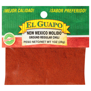 A bag of El Guapo New Mexico Ground Regular Chili.