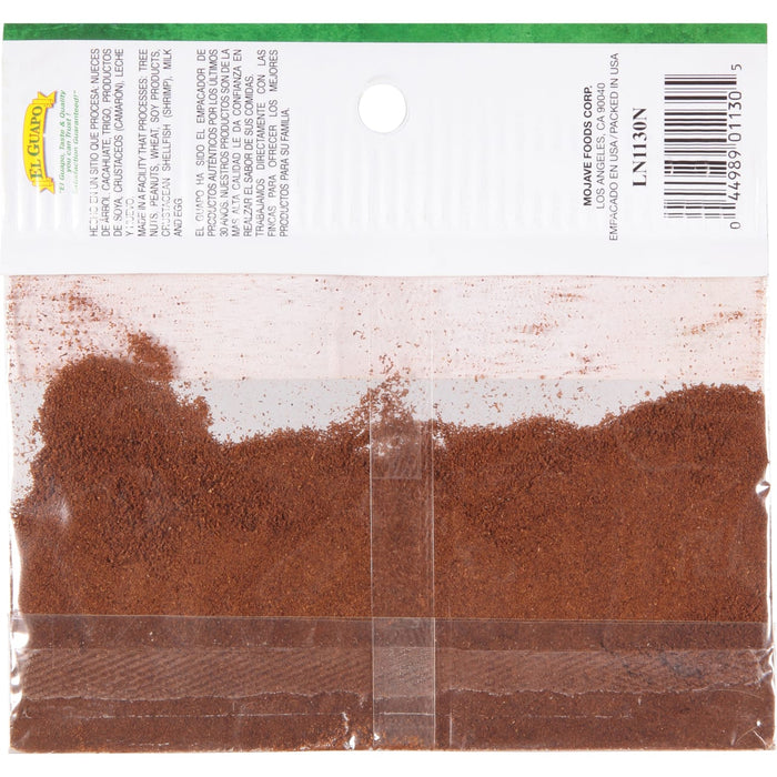 A bag of El Guapo ground cinnamon with a product label.