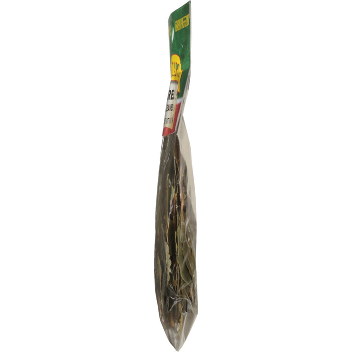 A close-up of a sealed bag of McCormick Bay Leaves.