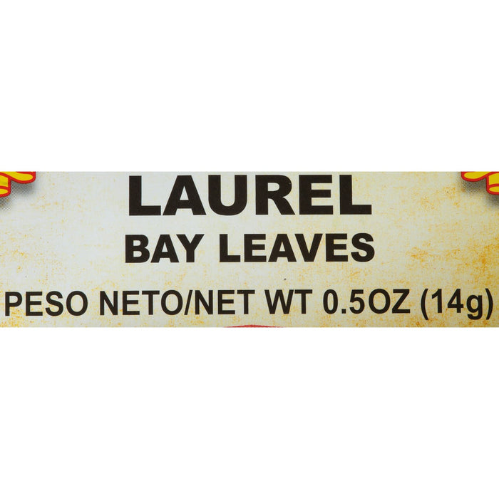 A label for Laurel Bay Leaves with a net weight of 0.5 oz (14g).