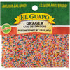A bag of El Guapo Grajea cake decorations.