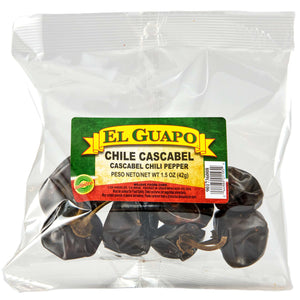 A bag of El Guapo Chile Cascabel chili peppers.