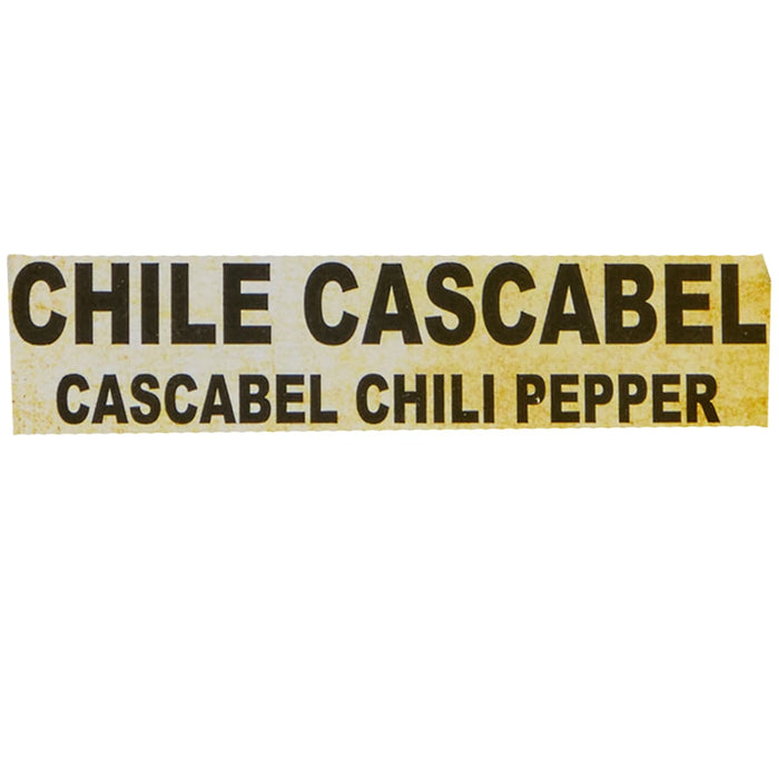 A label for Chile Cascabel Chili Pepper.