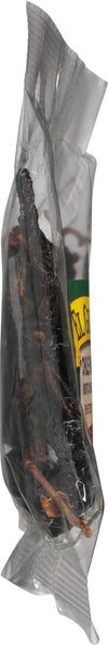 A close-up of El Guapo brand Chile Morita peppers in a clear plastic bag.