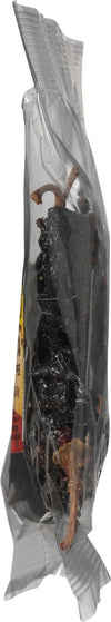A close-up of a bag of dried black peppercorns.