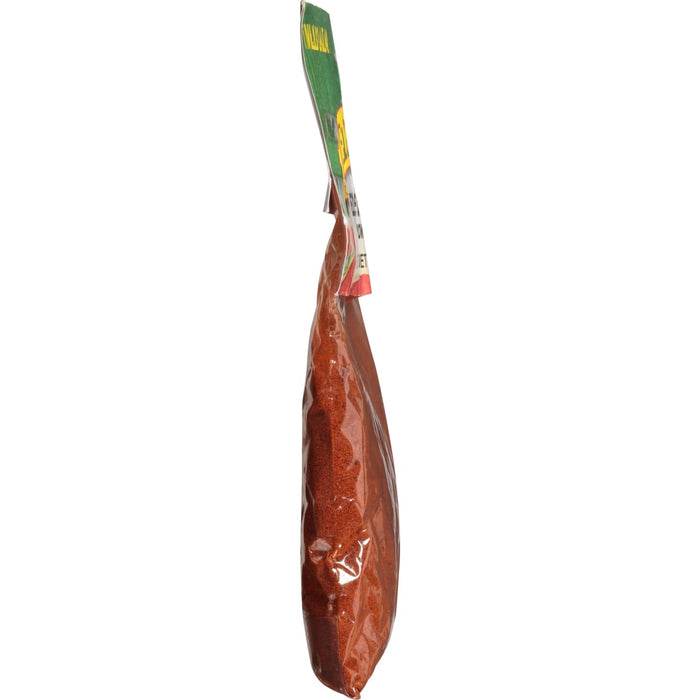 ['A side view of a bag of paprika.']