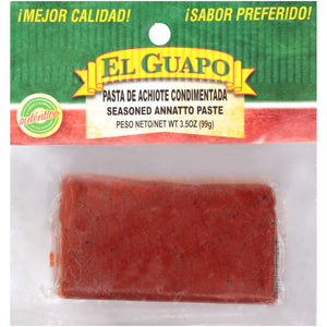 A package of El Guapo Seasoned Annatto Paste.