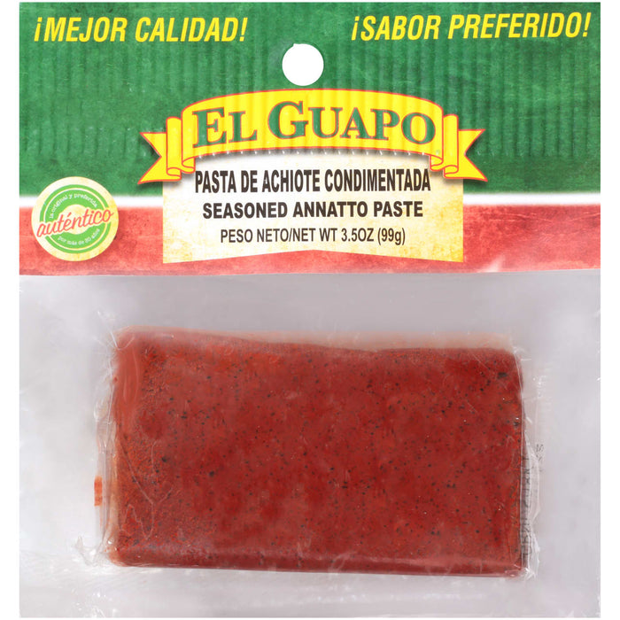 A package of El Guapo Seasoned Annatto Paste.