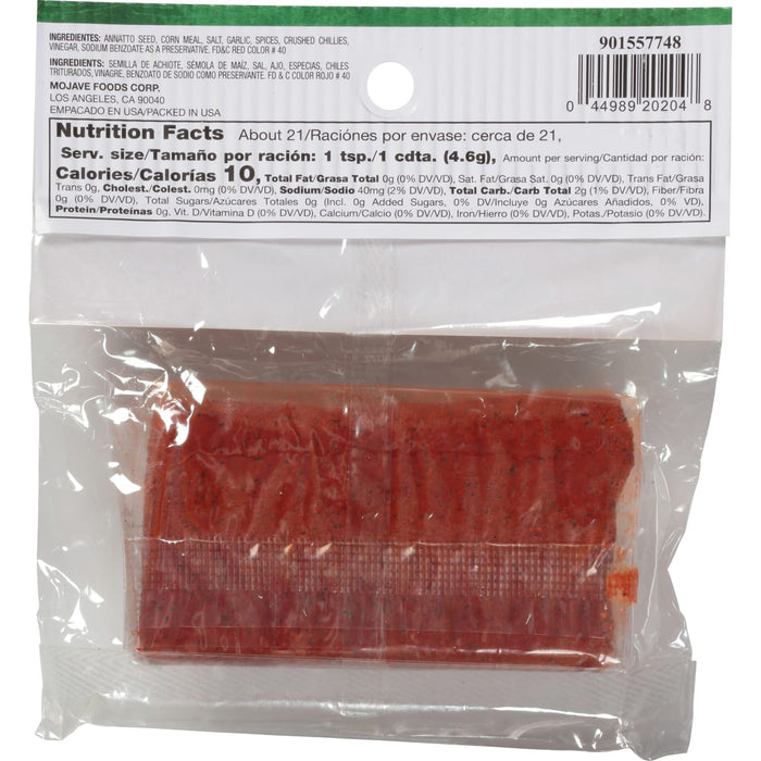 A close-up of a package of Mojave Foods Chili Powder.