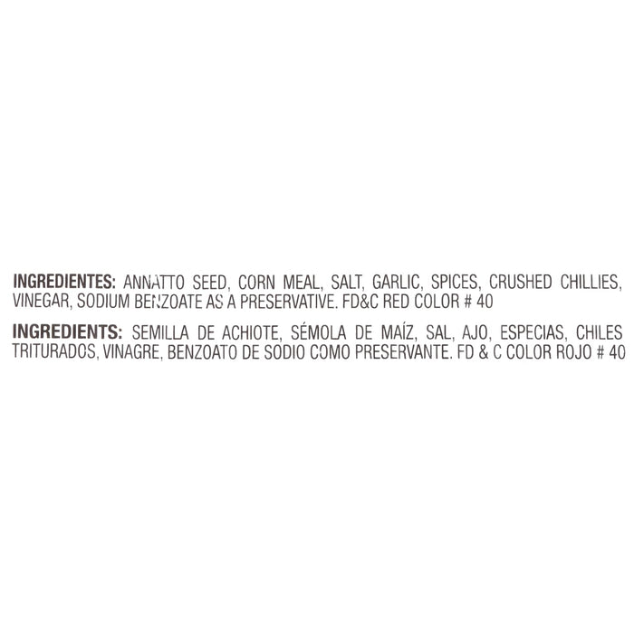 Ingredients for a product are listed in both English and Spanish.
