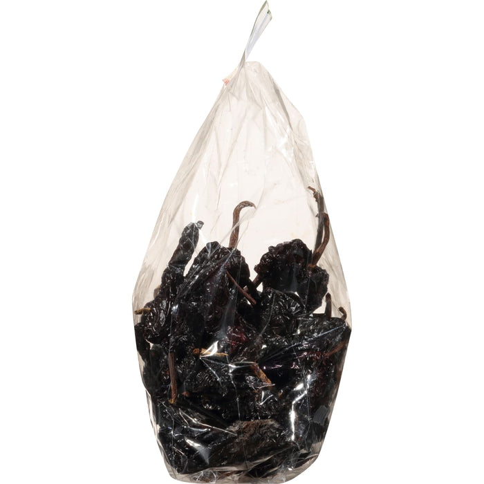 A plastic bag filled with dried chiles.