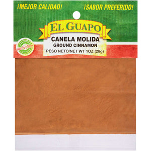 A package of El Guapo ground cinnamon.