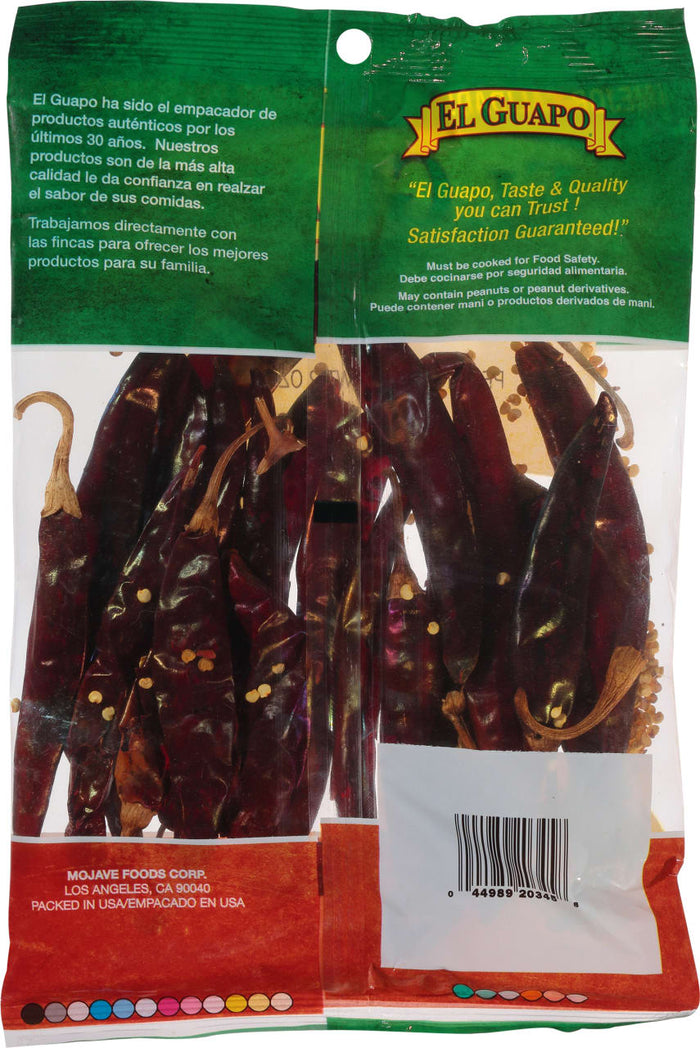 A bag of El Guapo dried chili peppers.