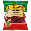 A bag of El Guapo Arbol Chile Pods.