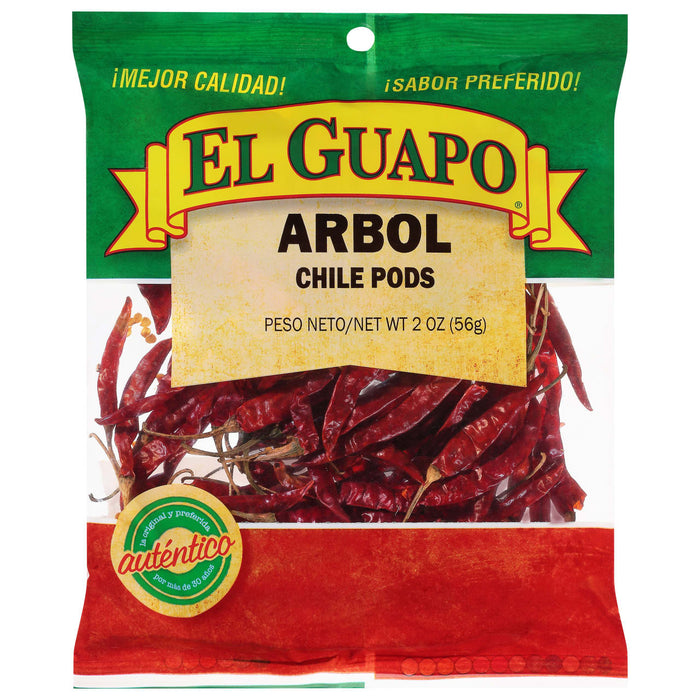 A bag of El Guapo Arbol Chile Pods.