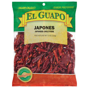 A bag of El Guapo Japanese Chile Pods.