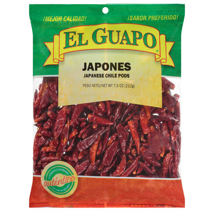 A bag of El Guapo Japanese Chile Pods.