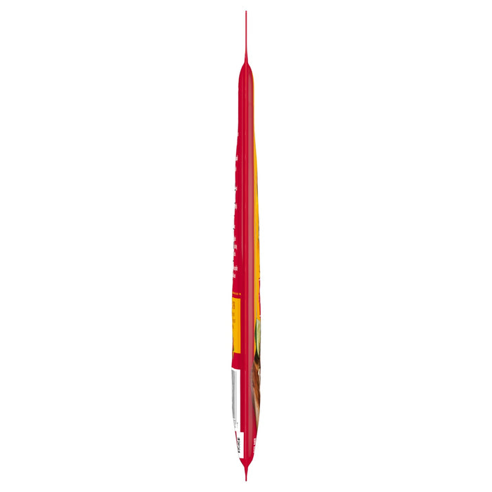 A side view of a thin red and yellow packet containing Cholula Medium Taco Seasoning Mix 1 Oz against a plain white background.