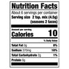 Nutrition facts label for a seasoning mix that shows 10 calories per serving.